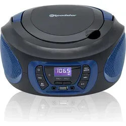 Roadstar CDR-365U Schwarz/Blau - Tragbarer CD-Player - Radios mit eingebauten Lautsprechern und MP3 Playback, perfekt für Musikliebhaber unterwegs.