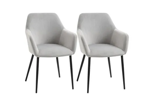 HOMCOM Esszimmerstühle 2er Set - Elegante Samtoptik - Esszimmerstühle Set mit Rückenlehne, weichem Polster und stabilen Stahlbeinen für hohen Komfort und stilvolles Ambiente in jedem Raum.