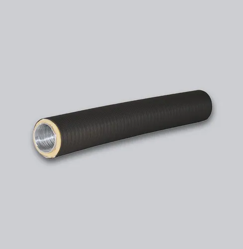 Subtiel Flexrohr Alu-Flexrohr Therm-Flex isoliert - Isoliertes Aluflexrohr für Kamin und Ofen. Ideal für eine optimale Luftzufuhr. Die gedämmte Außenhülle verhindert Kondenswasserbildung. Erhältlich in Grau oder Schwarz, 75 cm lang, Innendurchmesser 100 mm.