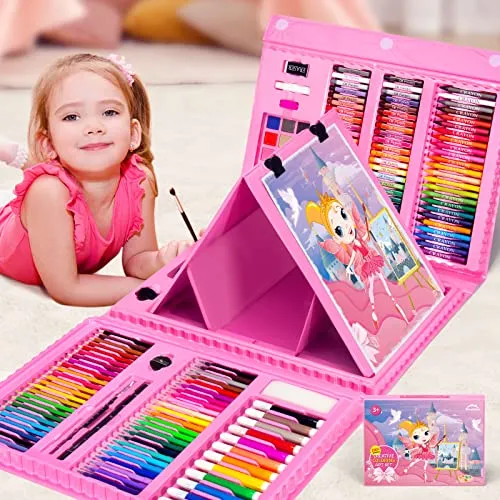 WEEKSUN 240-teiliges Deluxe Malset für Kinder - Komplettes 240-teiliges Kunstset für kreative Kinder, inklusive Buntstifte, Aquarellfarben und mehr. Umweltfreundliche Materialien sorgen für leuchtende Farben und einfache Reinigung.