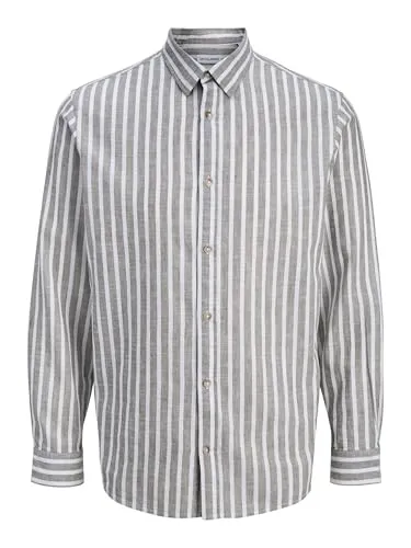 Jack&Jones Essentials Jjesummer Linen Blend Shirt L/S Sn - Stilvolles Langarmhemd aus hochwertigem Leinenmix, ideal für den Alltag. Der normale Schnitt und der Hemdkragen sorgen für einen lässigen Look.