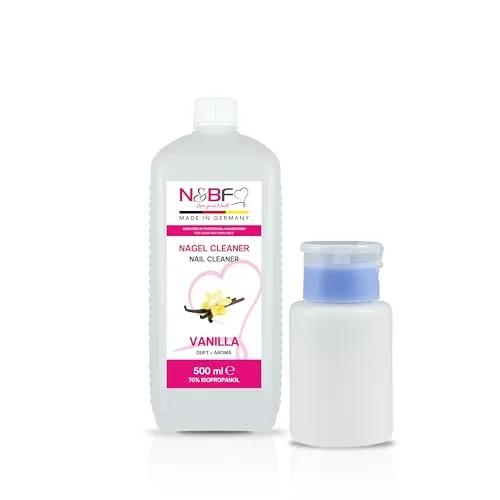 NAILS FACTORY | Nagel Cleaner Vanille Duft 500ml+Dispenser Pumpfla-Nagel Reiniger in Studioqualität zum reinigen und entfetten