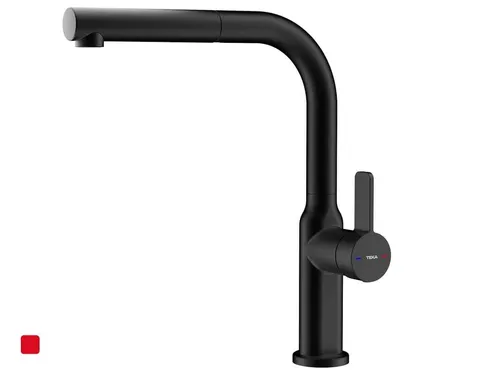 Hochdruckarmatur Teka Oval 938 - 116020019 Schwarz - Elegante Küchenarmatur in Schwarz, aus pulverbeschichtetem Material für langlebige Nutzung und modernes Design.