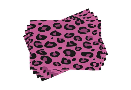 Abakuhaus Platzset Waschbare Stoff Esszimmer Küche Tischdekorations Digitaldruck, (4-teilig, 4-St., Set aus 4x), Hot Pink Leopard Tierhaut