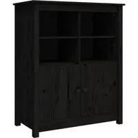 vidaXL Sideboard Schwarz 83x41,5x100 cm aus massivem Kiefernholz - Kommode im Landhaus-Stil mit 6 großen Fächern für viel Stauraum und rustikaler Optik, ideal für eine stilvolle Inneneinrichtung.