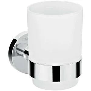 Hansgrohe Logis Universal Zahnputzbecher 41718000, mit Becher - Sonstige Badaccessoires, eleganter Zahnputzbecher aus hochwertigem Messing und Glas, ideal für ein modernes Badezimmerdesign.