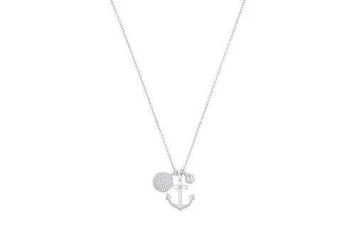 s.Oliver Kette mit Anker Anhänger für Damen – Eleganz in Silber - Kette aus rhodiniertem 925er Sterling Silber mit funkelndem Zirkonia, ideal als Geschenk für besondere Anlässe. Längenverstellbar von 40 cm bis 45 cm für perfekten Tragekomfort.