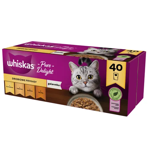 Whiskas Adult 40x85g Geflügel Leckerlis Feuchtfutter für Katzen in Gelee