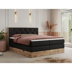 MKS MEBLE King Boxspringbett 180x200 mit Bettkasten - Luxuriöses Polsterbett mit zwei Bettkästen für optimale Aufbewahrung, ausgestattet mit einer hochwertigen Multipocket-Matratze H4 für besten Schlafkomfort und einem stilvollen, gepolsterten Kopfteil.