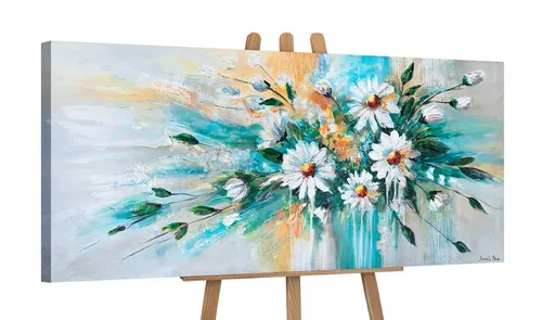 YS-Art Gemälde Leinwandbild, Blumen, Strauß, Mohn, Wandbild, Bunt, Frühling