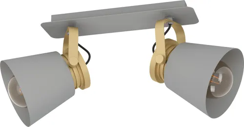 EGLO LED Deckenspot Twicken - Moderne 2-flammige Deckenleuchte in Grau mit goldfarbenen Akzenten, ideal für gezielte Lichtakzente in Wohnzimmer, Schlafzimmer oder Flur. Leuchtmittel nicht enthalten.