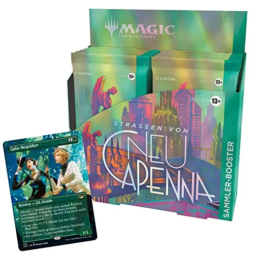 Magic The Gathering Straßen von Neu-Capenna Sammler-Booster-Display - 12 Sammler-Booster mit 181 Magic-Karten, darunter 15 Karten pro Booster und 1 Box-Topper. Entdecken Sie seltene Karten und exklusive Foils für ein aufregendes Spielerlebnis!