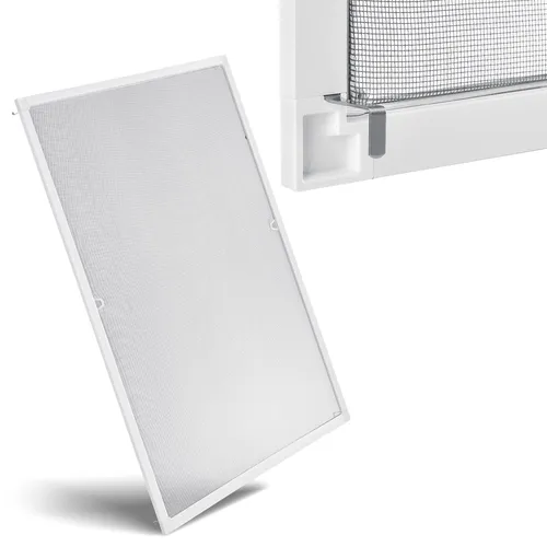 Juskys Fliegengitter für Fenster mit Alu Rahmen 100 x 120 cm - Einhängen ohne Bohren - Fliegengitter für Fenster: Robuster Aluminiumrahmen, einfach einhängbar ohne Bohren, ideal für Mietwohnungen. Schützt vor Mücken und Fliegen für eine ruhige Nacht.