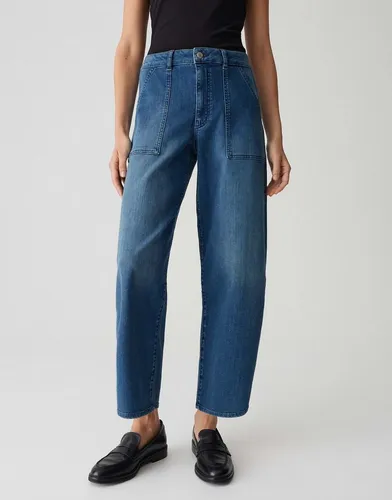 OPUS PANTS Relax-fit-Jeans MELLY FREE mit Powerstretch Mid Rise Ankle, aufgesetzte Cargotaschen, leichte Used-Effekte