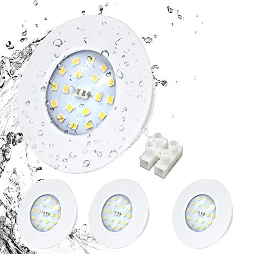 HiBay LED Einbaustrahler Bad Ultra Flach LED Badeinbaustrahler IP44 Neutralweiß 5W 230V 4500K, Einbauleuchten für das bad 60mm-65mm Rund Deckenspot Einbauspot 4er Set
