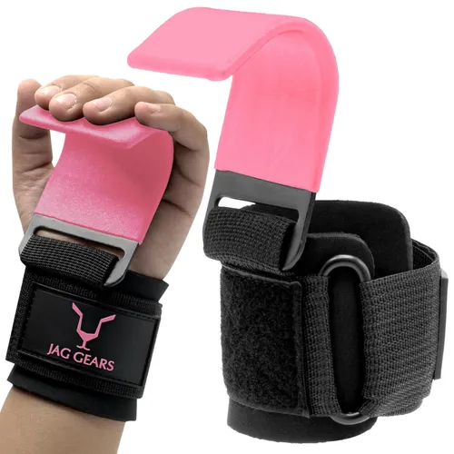 Zughilfe Gewichtheberhaken Handschlaufe, Klimmzug-Trainingshilfe für Kreuzheben (1 x pair hooks, 2-tlg., Gym Grips Crossfit Trainingshilfen)