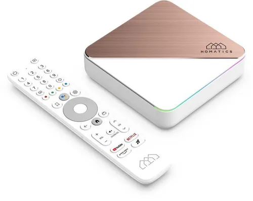 Homatics Box R 4K Plus: Android TV Mediaplayer mit HDR und WiFi 6 - Media-Streaming-Client mit 4K UHD, Sprachfernbedienung und leistungsstarkem Amlogic S905X4-K Prozessor für ein flüssiges Streaming-Erlebnis.