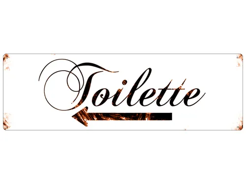 METALLSCHILD Shabby Blechschild Vintage TOILETTE PFEIL LINKS Türschild WC Bad