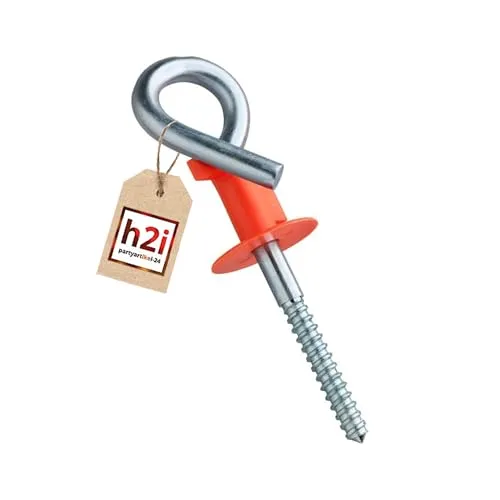 h2i Schaukelhaken mit Sicherheitsclip | 20 cm | 1 Stück | stabiler Sicherheitshaken für Schaukel, Hängesessel & Deckenhaken | für Indoor & Outdoor geeignet