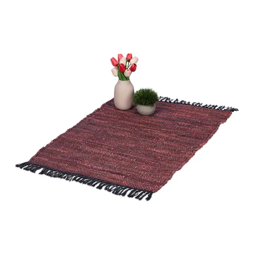 Flickenteppich Bettvorleger 60x100 cm Esszimmerteppich Lederteppich Küchenläufer