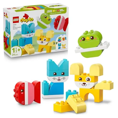 LEGO DUPLO 3-in-1 Kreative Tiere - Lernspielzeug zur Förderung der Feinmotorik für Kleinkinder - Tierfiguren inkl. Hund, Katze, Vogel & Fisch - Ostergeschenke für Mädchen & Jungen ab 1 Jahr - 10477
