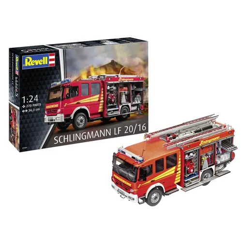 Revell Mercedes Benz Schlingmann LF 20/16 Feuerwehr Bausatz 1:24 - Modellauto Bausatz im Maßstab 1:24, ideal für Feuerwehr-Enthusiasten und Sammler. Unbemalt und detailgetreu, perfekt für kreative Bastelprojekte.