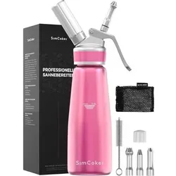 Sahnespender Aluminium 500ml mit Spritztüllen in Rosa