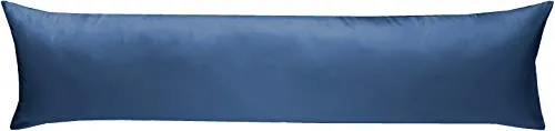 Bettwaesche-mit-Stil Mako-Satin Seitenschläferkissen Bezug aus 100% Baumwolle (Baumwollsatin) viele Farben & Größen Uni/einfarbig (40 cm x 145 cm, Jeans Blau) viele Farben & Größen