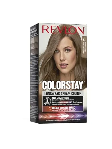Revlon ColorStay – permanente Haarfarbe, langanhaltend, deckt 100% weißes Haar ab, bis zu 8 Wochen, Macadamia-Öl und Murumuru-Butter, N7.1 Dunkelblond Aschblond