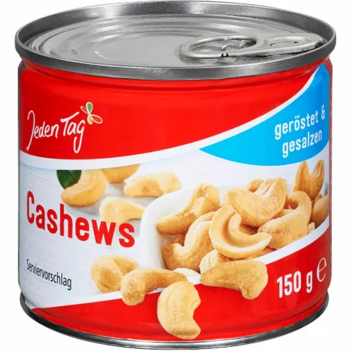 JedenTag Cashewkerne ganze Nüsse, geröstet und gesalzen, 150g