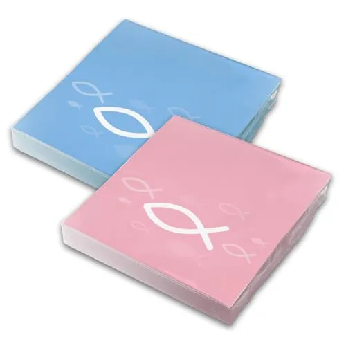 itenga Servietten Papier Fisch 30 x 30 cm 3-lagig 40 Stück für Taufe Kommunion Konfirmation Jungen und Mädchen (rosa und hellblau)
