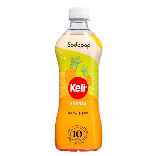 Sodapop Keli Sirup Ananas, fruchtiges Getränkekonzentrat, kalorienarm, 1 Flasche ergibt 10 L Fertiggetränk, 500 ml