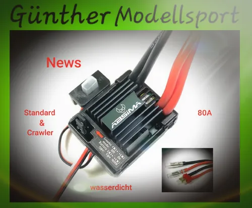 Absima V2 All in one Automodell Brushed Fahrtregler - Fahrtenregler für 1:10 RC Crawler und Race Cars, programmierbar für mehr Leistung und Spaß beim Fahren!