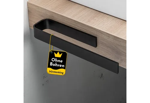 Bürstenking Handtuchhalter Handtuchhalter 33/39 cm – Klebemontage, Aluminium, ohne Bohren, 3M-Kleber - Profikleber für starken Halt