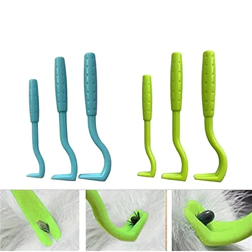 PQLQ 6 Stück Zeckenzange Zeckenhaken Zeckenhebel, Einfacher und Sicherer Zeckenentferner, Zeckenhaken für Hunde, Katze,Mensch