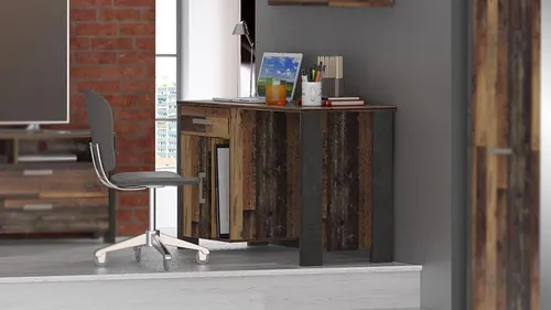Schreibtisch Clif - Computertisch in Vintage Beton Dunkelgrau - Kinderschreibtische mit Schubfächern und viel Stauraum, ideal für kreative Kinder und Jugendliche. Perfekt für ein stylisches Kinderzimmer!