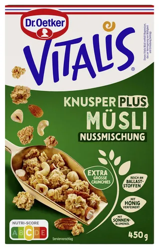 Dr. Oetker Vitalis Knusper Plus Nussmischung Müsli 450 g von Dr. Oetker