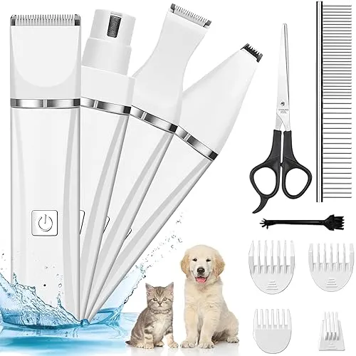EUJAM Dog Hair Clipper Machine 4 in 1 IPX7 Washable Dog Hair Clippers Professional Dog Peeling Machine Paw Trimmer for Shaving Small Areas Such as Paws, Eyes, Ears, Face, Legs