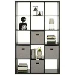 FORTE Bücherregal MAURO schwarz: Stilvolles Holzregal für jeden Raum - Regal aus Holzwerkstoff in elegantem Schwarz, ideal zur stilvollen Aufbewahrung von Büchern und Deko, mit robustem Design und einem Gewicht von 25 kg.