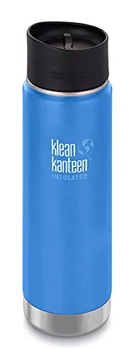 Klean Kanteen Erwachsene Wide Vakuumisoliert mit Cafe Cap 2.0 Trinkflasche, Pacific Sky, L - Trinkflasche aus 18/8 Edelstahl mit 592 ml Fassungsvermögen, hält Getränke bis zu 14 Stunden heiß und 40 Stunden kalt – ideal für unterwegs!