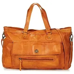 pieces Reisetasche (1-tlg) - Leder Reisetasche in cognac, ideal für Reisen und Freizeit, mit praktischem Reißverschluss und modernem unifarbenem Design.