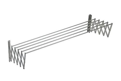Sauvic 110 cm Ausziehbare Wäscheleine aus Aluminium in silber von Sauvic