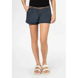 Sublevel Damen Kurze Hose Stretch-Shorts mit Flecht-Gürtel Dark-Blue XL - Damen-Shorts mit hohem Baumwollanteil und Elasthan für perfekten Tragekomfort. Inklusive passendem Flechtgürtel und ideal für lässige Sommerlooks.