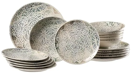 Ritzenhoff & Breker Tafelservice 18-tlg. LUIGI - Elegantes 18-teiliges Steinzeug-Geschirrset für stilvolles Dining, mikrowellengeeignet und spülmaschinenfest - ideal für besondere Anlässe.