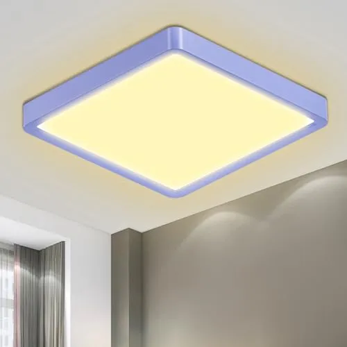 LQWELL® Deckenleuchte LED Deckenlampe, 1,6CM Ultradünn Quadrat Flach IP44 Wasserfest Badlampe 18W 3000K 1700LM Modern für Wohnzimmer Badezimmer Schlafzimmer Küche Balkon Keller Büro, 220 * 16mm