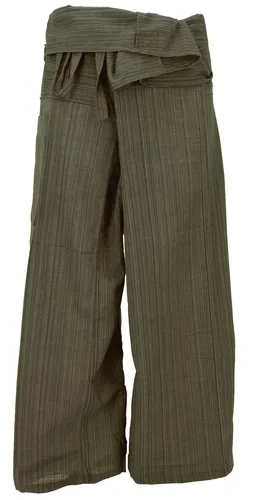 Thai Fischerhose aus gestreiftem Webstoff, loose fit Baumwoll Wickelhose, weite