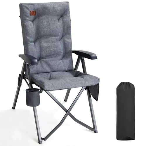 EVER ADVANCED Campingstuhl Faltbar - Rückenverstellbar bis 150 KG - Robuster Klappstuhl mit 4 Positionen Rückenverstellung und hoher Lehne. Ideal für Garten, Camping und Reisen. Mit Seitentasche und Getränkhalter für maximalen Komfort.