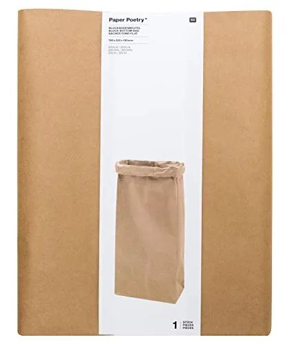 Rico Design Blockbodenbeutel 1x Paperbag Groß zur Aufbewahrung Braun Papiersack Papiertasche Kraftpapier Größe: XL = 76 x 32 x 18 cm