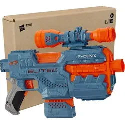 Nerf Elite 2.0 Phoenix CS-6 motorisierter Blaster - Spielzeug-Schaumstoff-Blaster mit 12 Nerf Darts und motorisiertem Feuern für Reichweiten bis zu 27 Metern. Aufrüstbar mit Tactical Rails für individuelle Anpassungen!