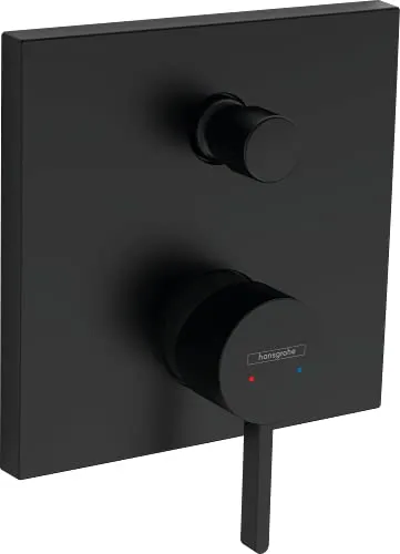 Hansgrohe FINORIS Badearmatur Unterputz, mattschwarz - Elegante Armatur mit einstellbarer Temperaturbegrenzung und Schalldämpfer, perfekt für modernes Badezimmerdesign.